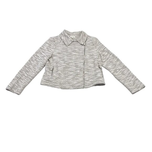 Max Studio Nordstrom NWT Jacket Diagonal Zip Knit Collar Tan White Size Large L - Picture 4 of 17
